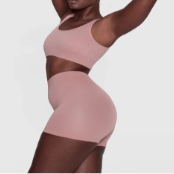 Skims Ribbed Shorts Rose Clay S/M - Picture 4 of 7